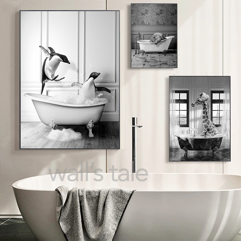 Photography Duck - Siyah ve beyaz hayvanlar banyo fotoğraf