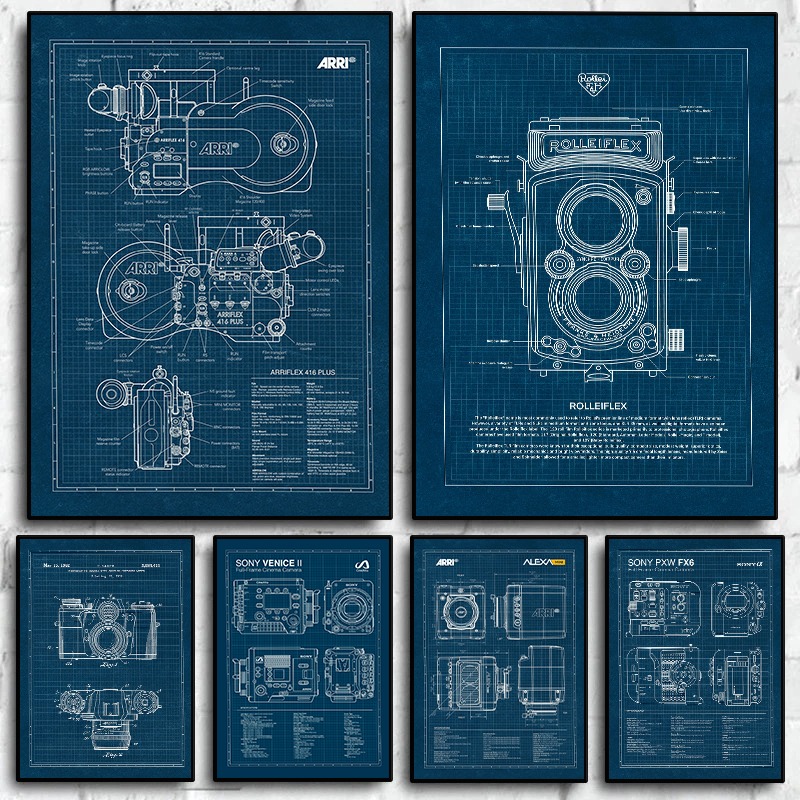 Photography And Videography - Vintage Leica Kamera Blueprint Posteri Fotoğraf